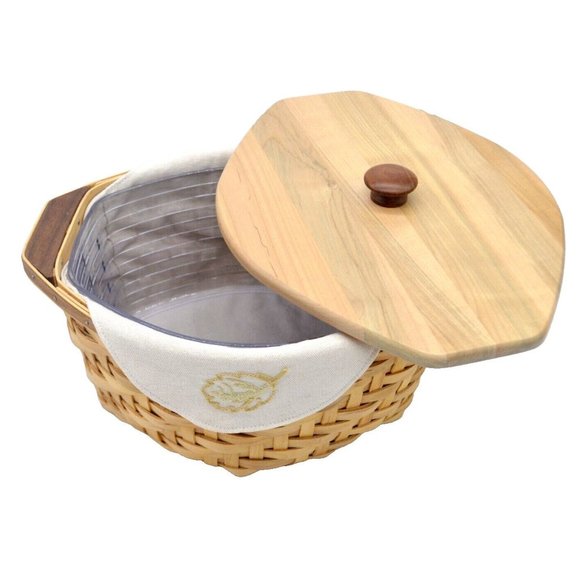 LONGABERGER 2006 Heartwood Serving Bowl Basket Combo Set Liner, Lid, Protector - Picture 3 of 7